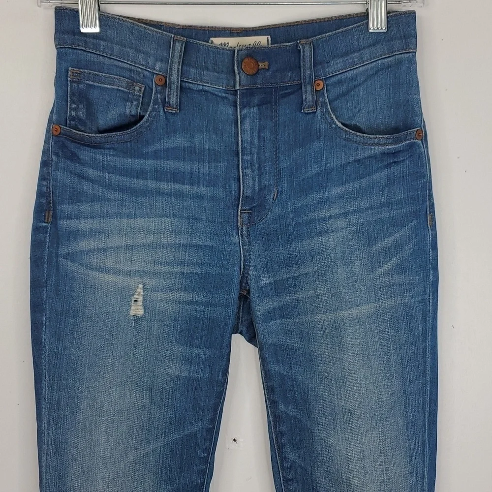 Madewell Skinny Skinny Jeans 9 Inch High Riser Ripped Knee Distressed Womens 24 - Picture 2 of 10